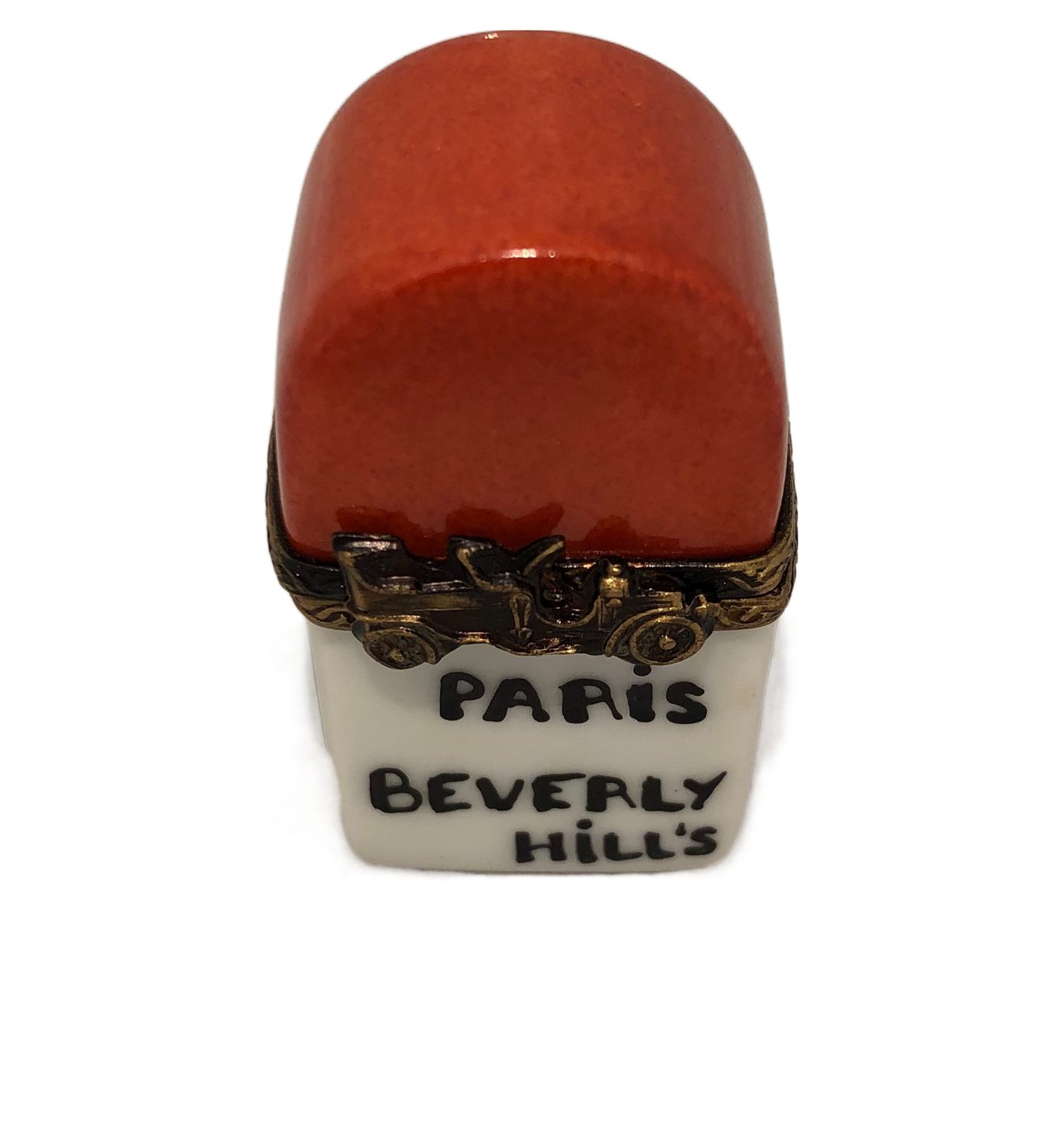 Paris Beverly Hills Elegance: Red and White Half Oval Limoges Box