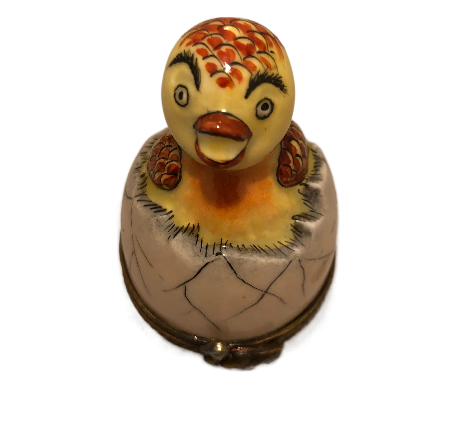 New Beginnings: Hand-Painted Limoges Chick Hatching Egg Keepsake Box - A Celebration of Joyful Growth