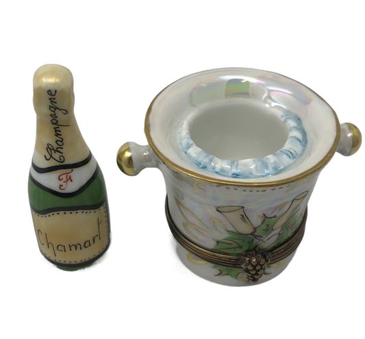 Elegance in a Limoges Box: Champagne Bucket and Bottle