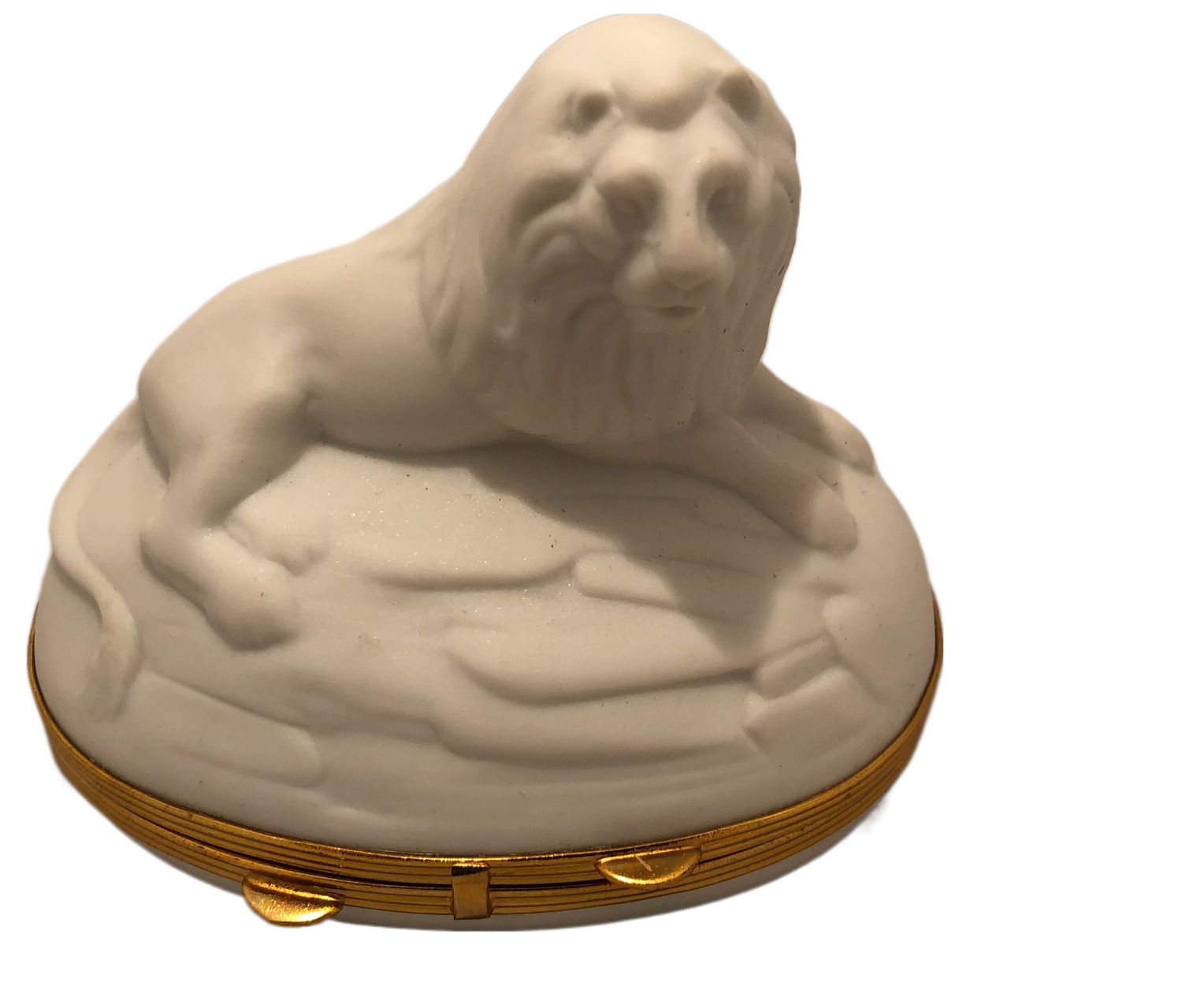 Regal Canvas: Unpainted Limoges Lion on Rock Keepsake Box - Embrace the Majesty and Unleash Your Creativity