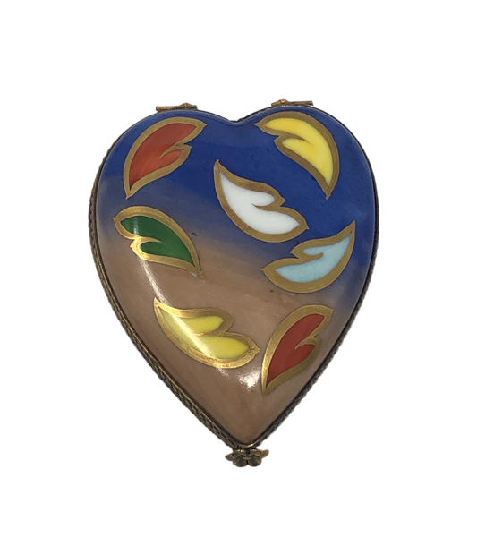 Colorful Feathered Heart Limoges Box