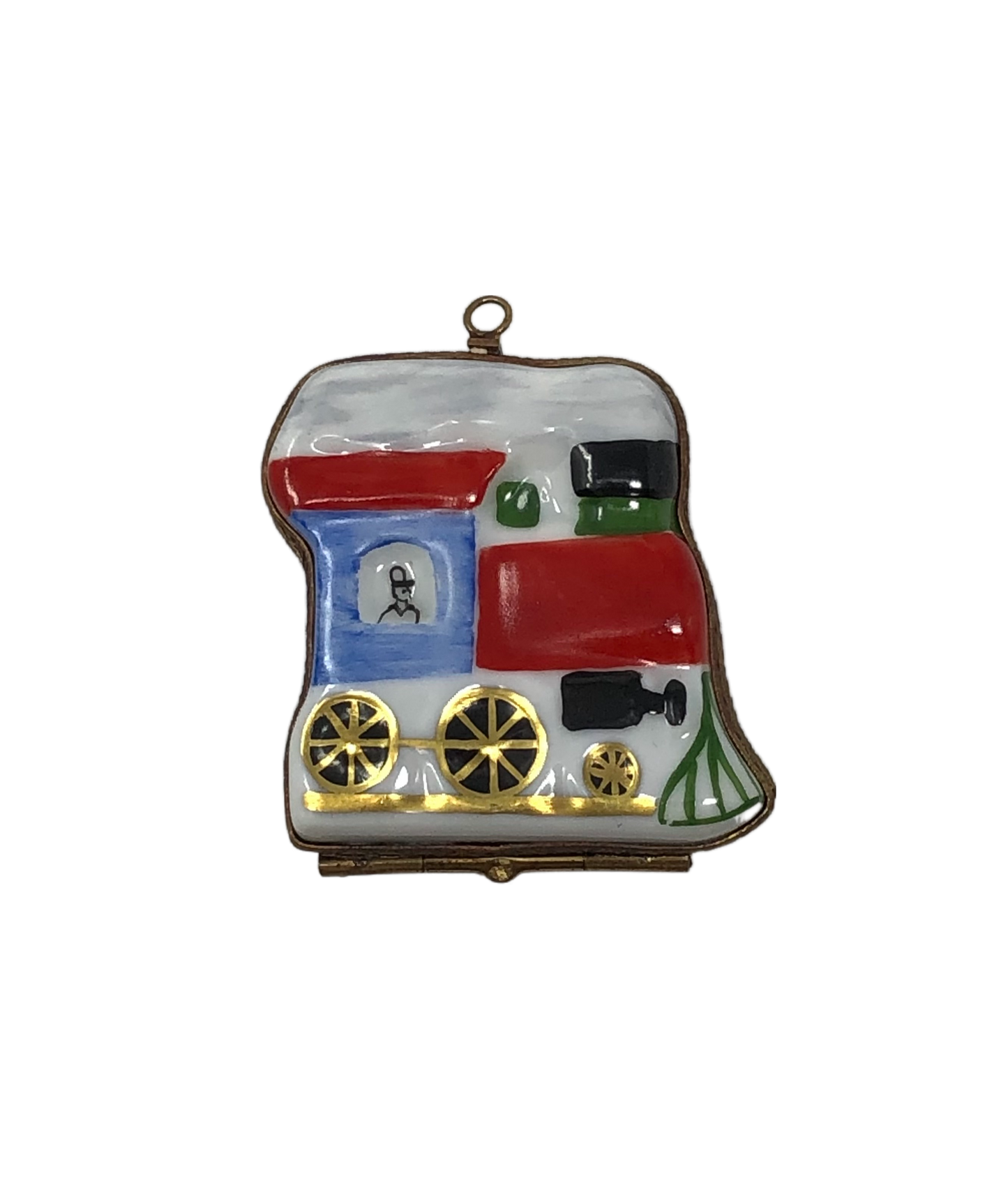 Royal Express: Blue and Red Train with Golden Wheels Limoges Box