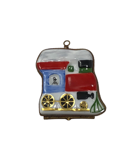 Royal Express: Blue and Red Train with Golden Wheels Limoges Box